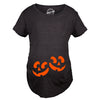 Maternity Twin Pumpkin Faces Tshirt Cute Halloween Jack-O-Lantern Pregnancy Tee