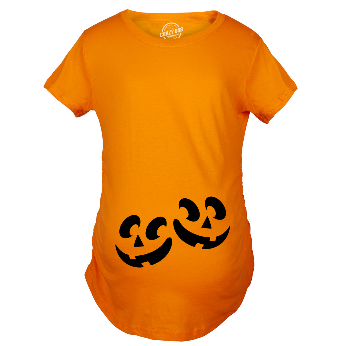 Maternity Twin Pumpkin Faces Tshirt Cute Halloween Jack-O-Lantern Pregnancy Tee