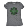 Womens Buffalo Plaid Shamrock T Shirt Funny Saint Patricks Day Lucky Irish Tee