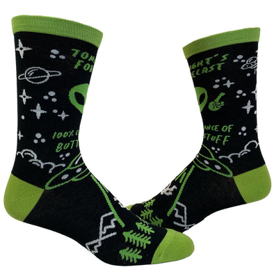 Men's 100% Chance Of Butt Stuff Socks Funny Alien Invasion Novelty Innuendo Footwear