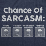 Womens Chance Of Sarcasm Tshirt Funny Weather Report Funny Humor Novelty Tee