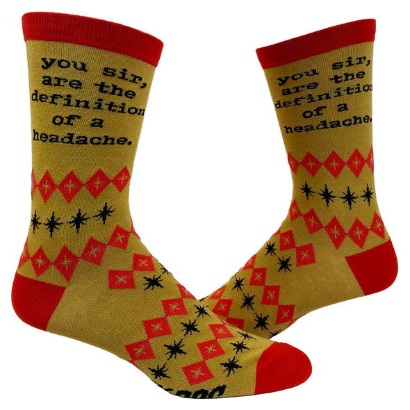 Men's You Sir Are The Definition Of A Headache Socks Funny Retro Sarcastic Footwear