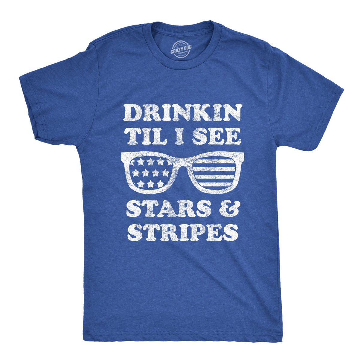 Mens Drinkin Til I See Stars And Stripes Tshirt Funny 4th Of July Sunglasses Graphic Tee