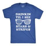 Mens Drinkin Til I See Stars And Stripes Tshirt Funny 4th Of July Sunglasses Graphic Tee
