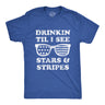 Mens Drinkin Til I See Stars And Stripes Tshirt Funny 4th Of July Sunglasses Graphic Tee