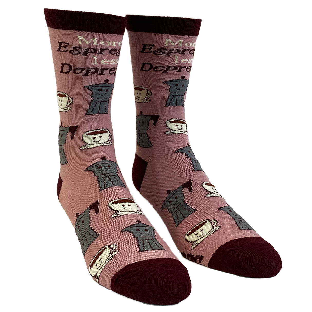 Women's Espresso Depresso Socks Funny Cute Coffee Cup Pot Graphic Novelty Footwear