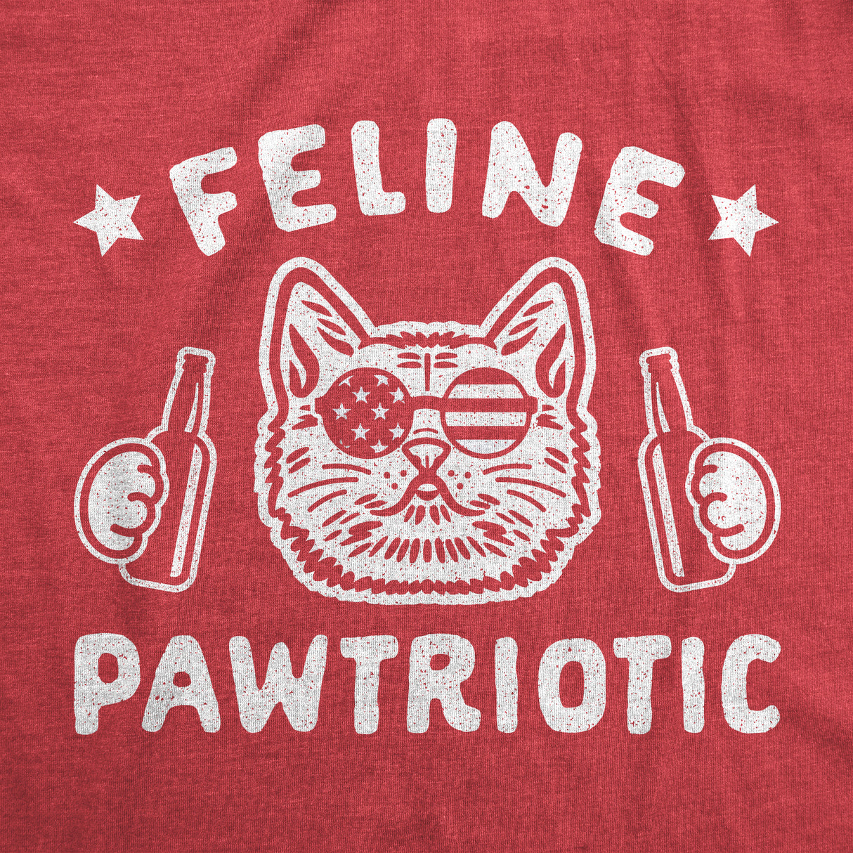 Womens Feline Pawtriotic Tshirt Funny Pet Cat 4th of July Graphic Novelty Tee