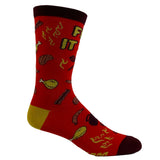 Men's Fire It Up Socks Funny Backyard Bar-B-Que Grilling Meat Graphic Novelty Footwear