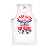 Mens Fitness Tank Freedom So Hard My Sleeves Fell Off Tanktop Funny USA 4th of July Shirt