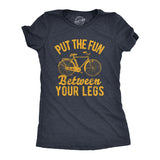 Womens Put The Fun Between Your Legs Tshirt Funny Bicycle Biking Cruiser Novelty Tee