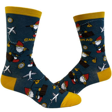 Men's Gnomad Socks Funny Roaming Gnome Travel Graphic Novelty Footwear