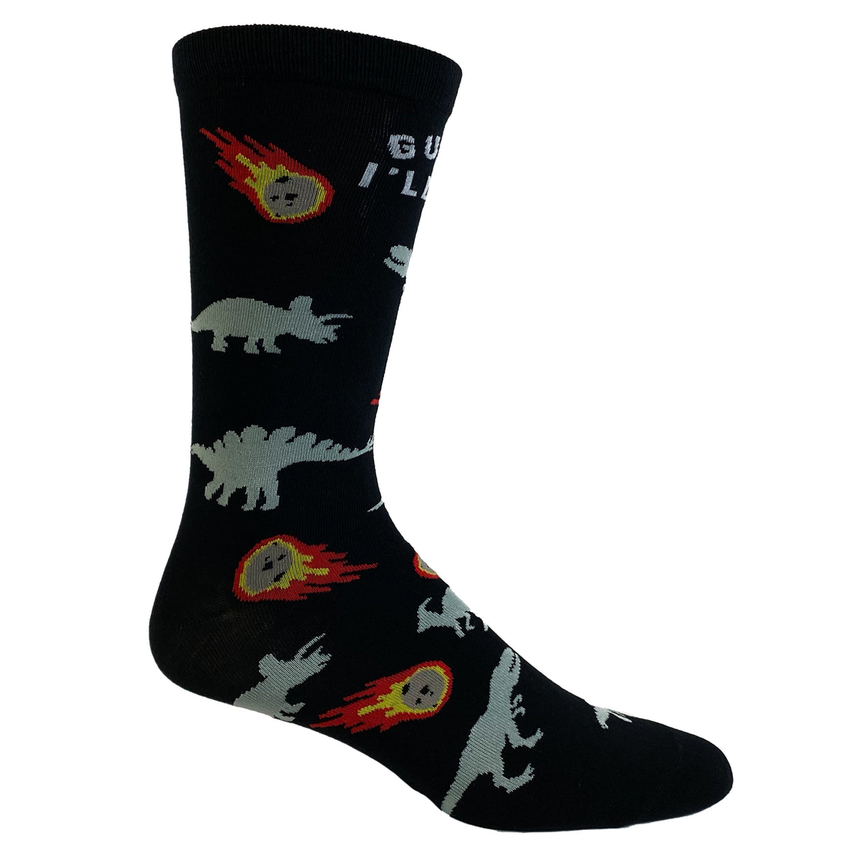 Men's Guess I'll Die Socks Funny Dinosaur Extinction Meteor Graphic Novelty Footwear