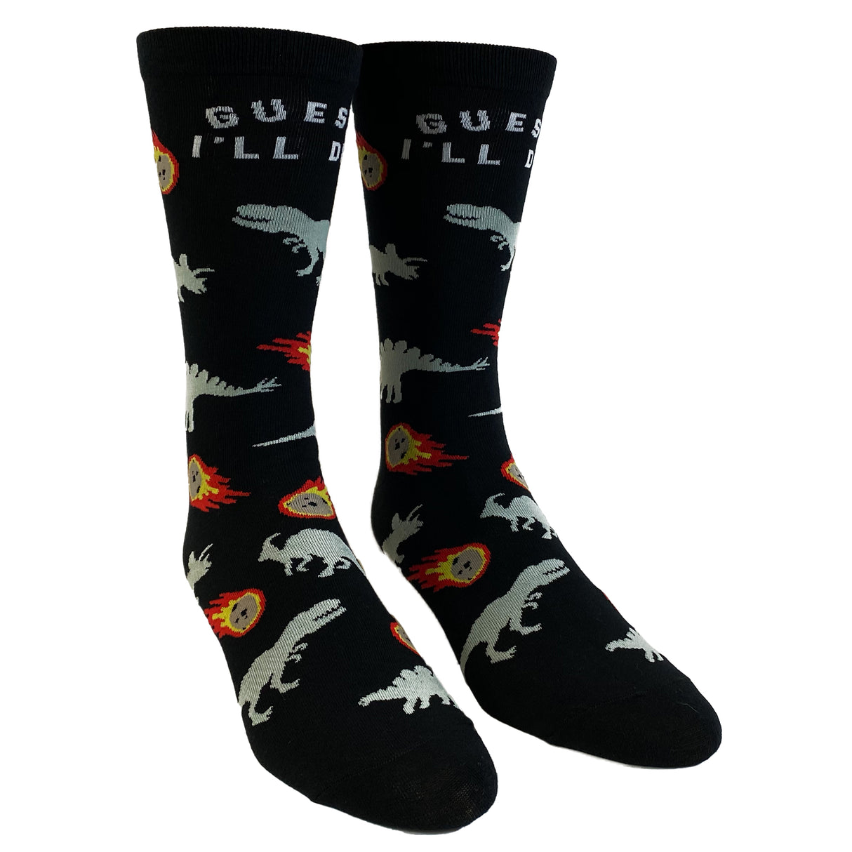 Men's Guess I'll Die Socks Funny Dinosaur Extinction Meteor Graphic Novelty Footwear