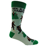 Men's Bigfoot Hide And Seek Champion Socks Funny Camping Sasquatch Knit Novelty Footwear