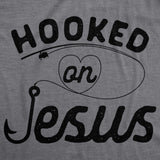 Womens Hooked On Jesus Tshirt Funny Fishing Religious Novelty Tee