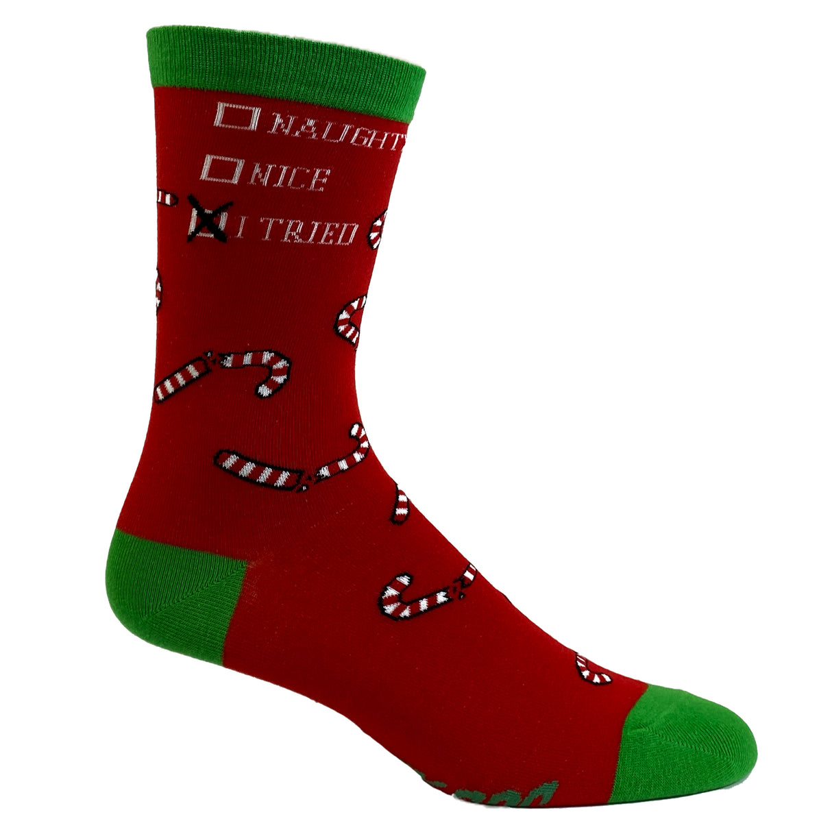 Men's Naughty Nice I Tried Socks Funny Christmas List Good Bad Graphic Footwear