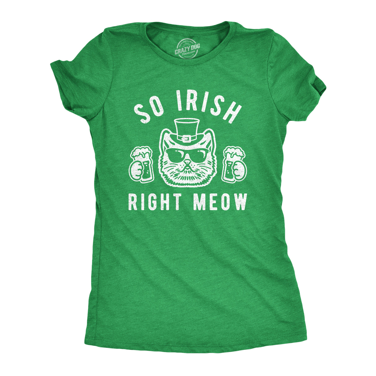 Womens So Irish Right Meow Tshirt Funny St Patricks Day Cat Lover Graphic Novelty Tee