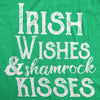 Womens Irish Wishes And Shamrock Kisses T Shirt Funny St Saint Patricks Day Tee