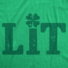 Womens Lit Shamrock T Shirt Funny Day Drinking Saint Patricks Day St Patty Tee