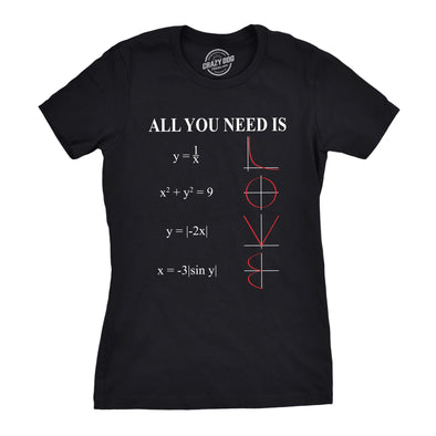 Womens All You Need Is Love Equation Tshirt Funny Nerdy Math Tee
