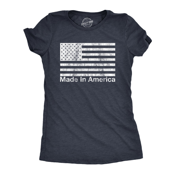 Womens Made In America Tshirt Funny Patriot Flag US Pride Party Graphic Tee