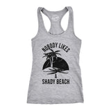 Womens Shady Beach Funny Tees Sleeveless Tops Gym Workout Lifting Novelty Fitness Tank