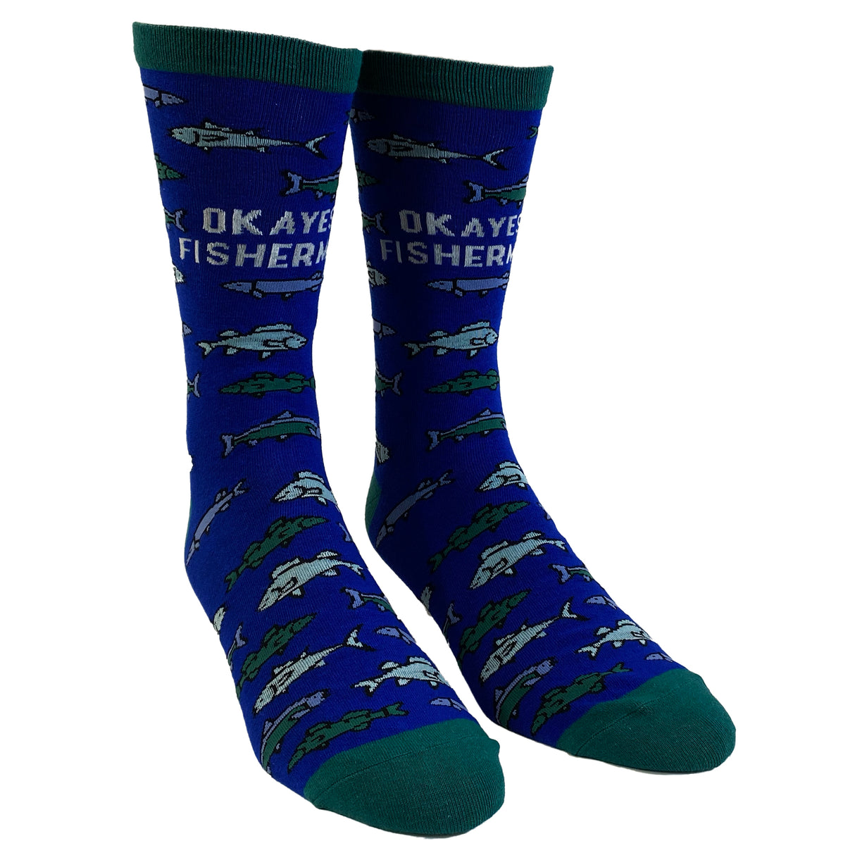 World's Okayest Fisherman Socks Funny Fathers Day Angler Graphic Novelty Footwear