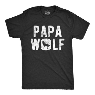 Mens Papa Wolf Tshirt Funny Camping Pack Fathers Day Graphic Novelty Tee