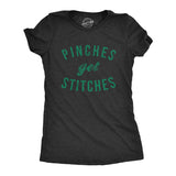 Womens Pinches Get Stitches T Shirt Funny Saint Patricks Day Novelty Patty Tee