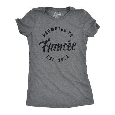 Womens Promoted To Fiancee Est. 2024 2023 or 2022 Tshirt Funny Wedding Engagement Graphic Tee
