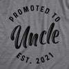 Mens Promoted To Uncle 2023 2022 or 2021 Tshirt Funny New Baby Family Graphic Tee