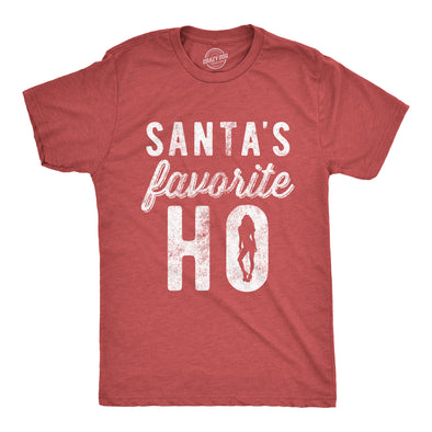 Mens Santa's Favorite Ho Tshirt Funny Christmas Party Naughty Or Nice Graphic Tee