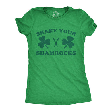Womens Shake Your Shamrocks T Shirt Funny Saint Patricks Day Boobs St Patty Tee