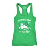Womens Tanktop Saint Patricks Day Is Magical Shirt St Funny Leprechaun Unicorn