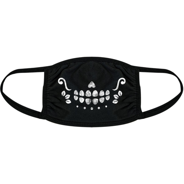 Sugar Skull Smiling Face Mask Funny Dia De Los Muertos Party Nose And Mouth Covering