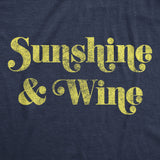 Womens Sunshine And Wine Tshirt Funny Summertime Drinking Vino Graphic Tee