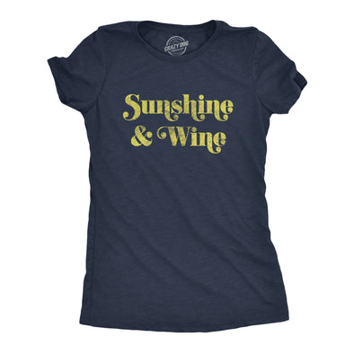 Womens Sunshine And Wine Tshirt Funny Summertime Drinking Vino Graphic Tee