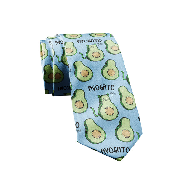 Avogato Necktie Funny Avocado Toast Gift For Kitty Cat Lover Cute Office Wedding Tie