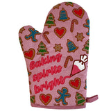 Baking Spirits Bright Oven Mitt Funny Christmas Holiday Cookie Baking Novelty Kitcken Glove