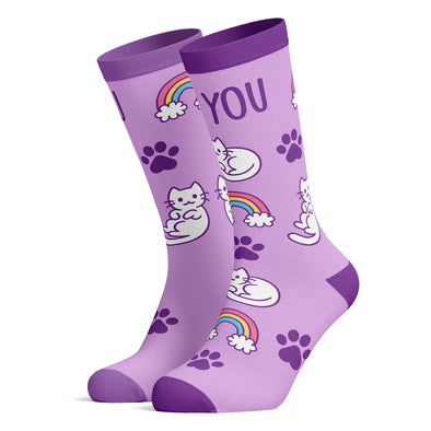 Women's Be You Socks Funny Pet Cat Lover Cute Kitty Rainbow Novelty Footwear
