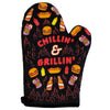 Chillin And Grillin Oven Mitt Funny Backyard BBQ Cookout Beer Kitchen Glove