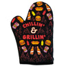 Chillin And Grillin Oven Mitt Funny Backyard BBQ Cookout Beer Kitchen Glove