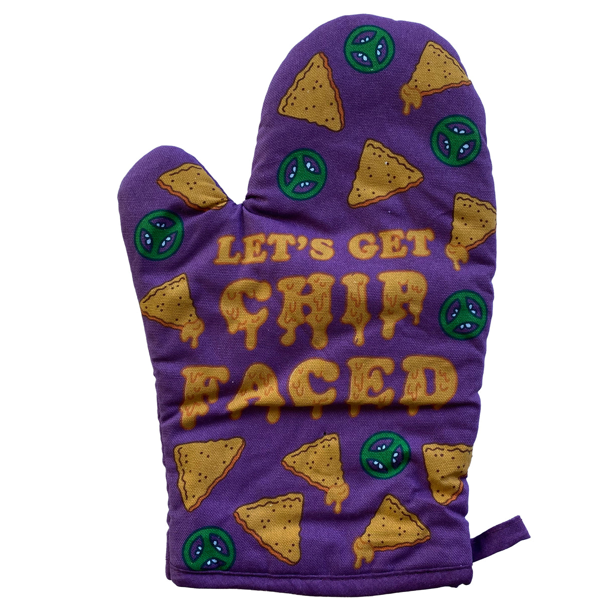 Let's Get Chip Faced Oven Mitt Funny Nachos Mexican Food Kitchen Glove