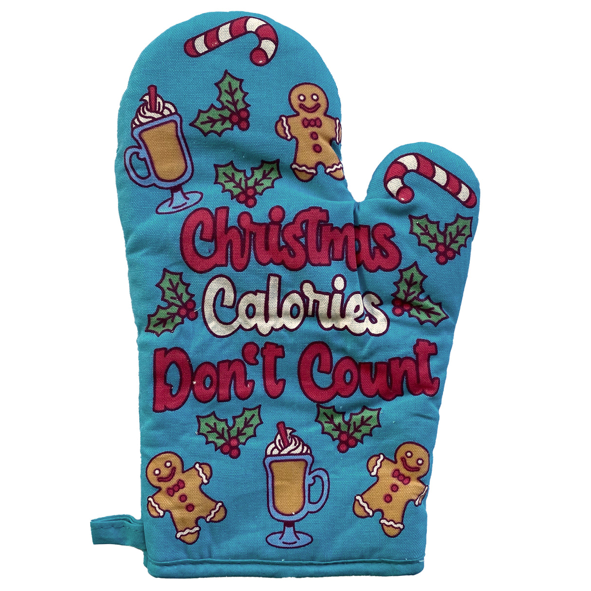 Christmas Calories Don't Count Oven Mitt Funny Holiday Baking Gingerbread Kitchen Glove