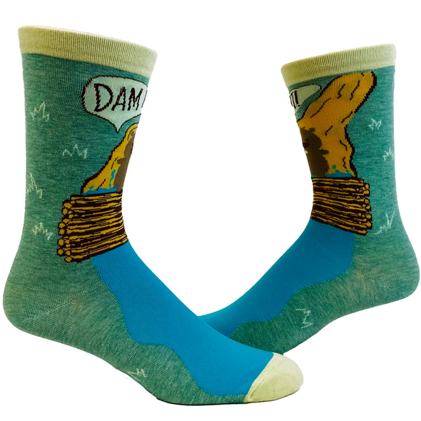 Women's Dam It Socks Funny Beaver Dam Camping Novelty Graphic Footwear