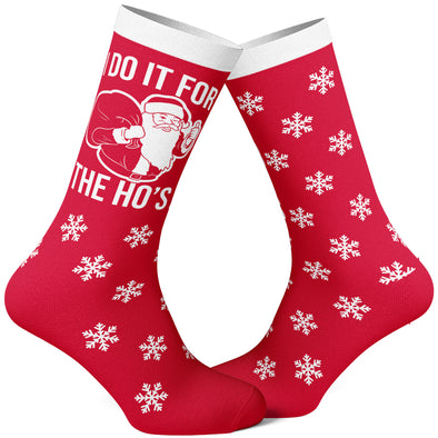 Men's I Do It For The Ho's Socks Funny Christmas Santa Claus Innuendo Graphic Novelty Footwear