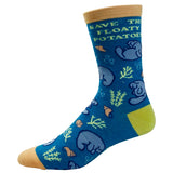 Women's Save The Floaty Potatoes Socks Funny Manatee Ocean Novelty Graphic Footwear