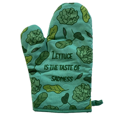 Lettuce Is The Taste Of Sadness Oven Mitt Funny Greens Salad Vegetable Sarcastic Kitchen Glove