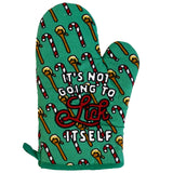 It's Not Going To Lick Itself Oven Mitt Funny Christmas Candycane Beater Cooking Kitchen Glove