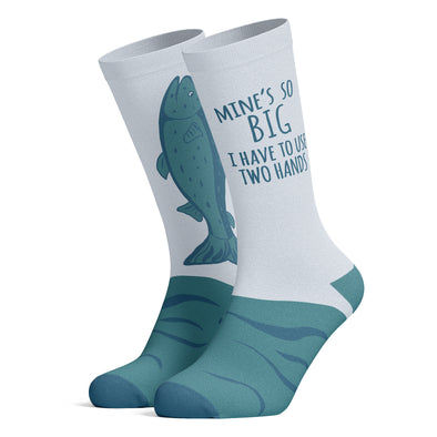 Men's Mine's So Big I Have To Use Two Hands Socks Funny Fishing Sexual Innuendo Novelty Footwear